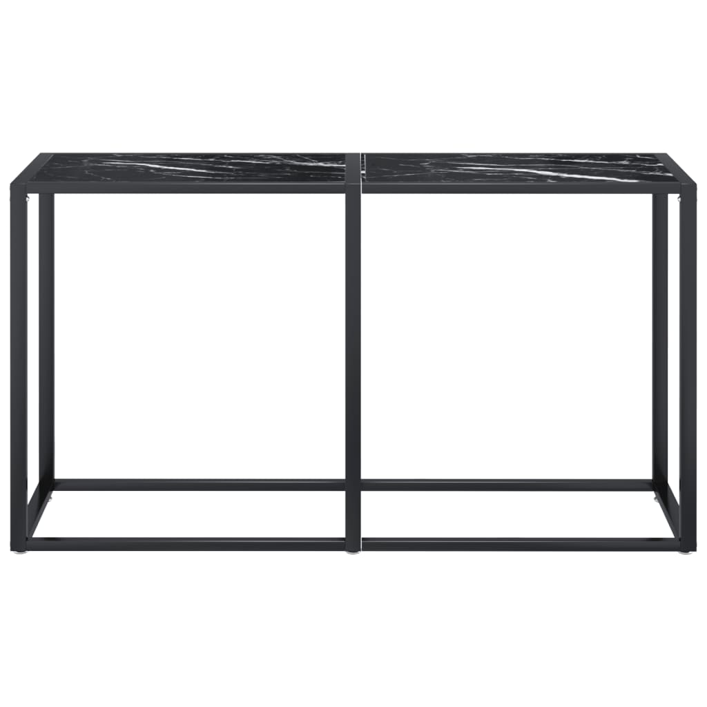 vidaXL Masă consolă, negru marmură, 140x35x75,5 cm, sticlă securizată