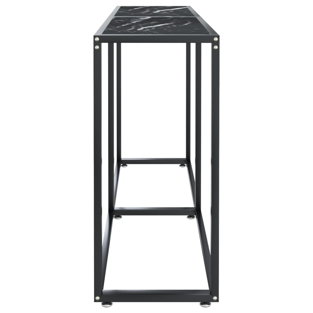 vidaXL Masă consolă, negru marmură, 140x35x75,5 cm, sticlă securizată