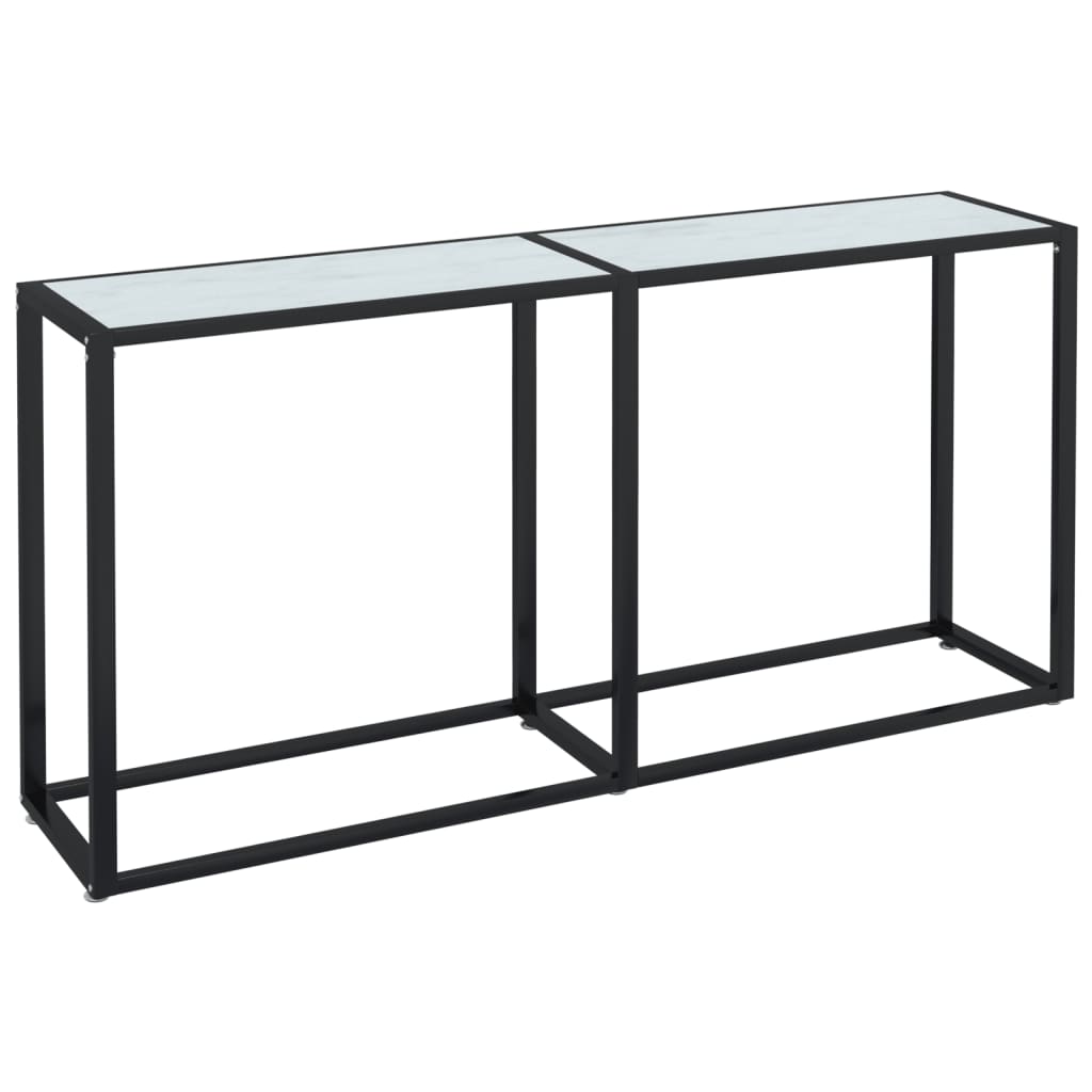 vidaXL Masă consolă, alb marmură, 160x35x75,5 cm, sticlă securizată vidaXL Masă consolă, alb marmură, 160x35x75,5 cm, sticlă securizată