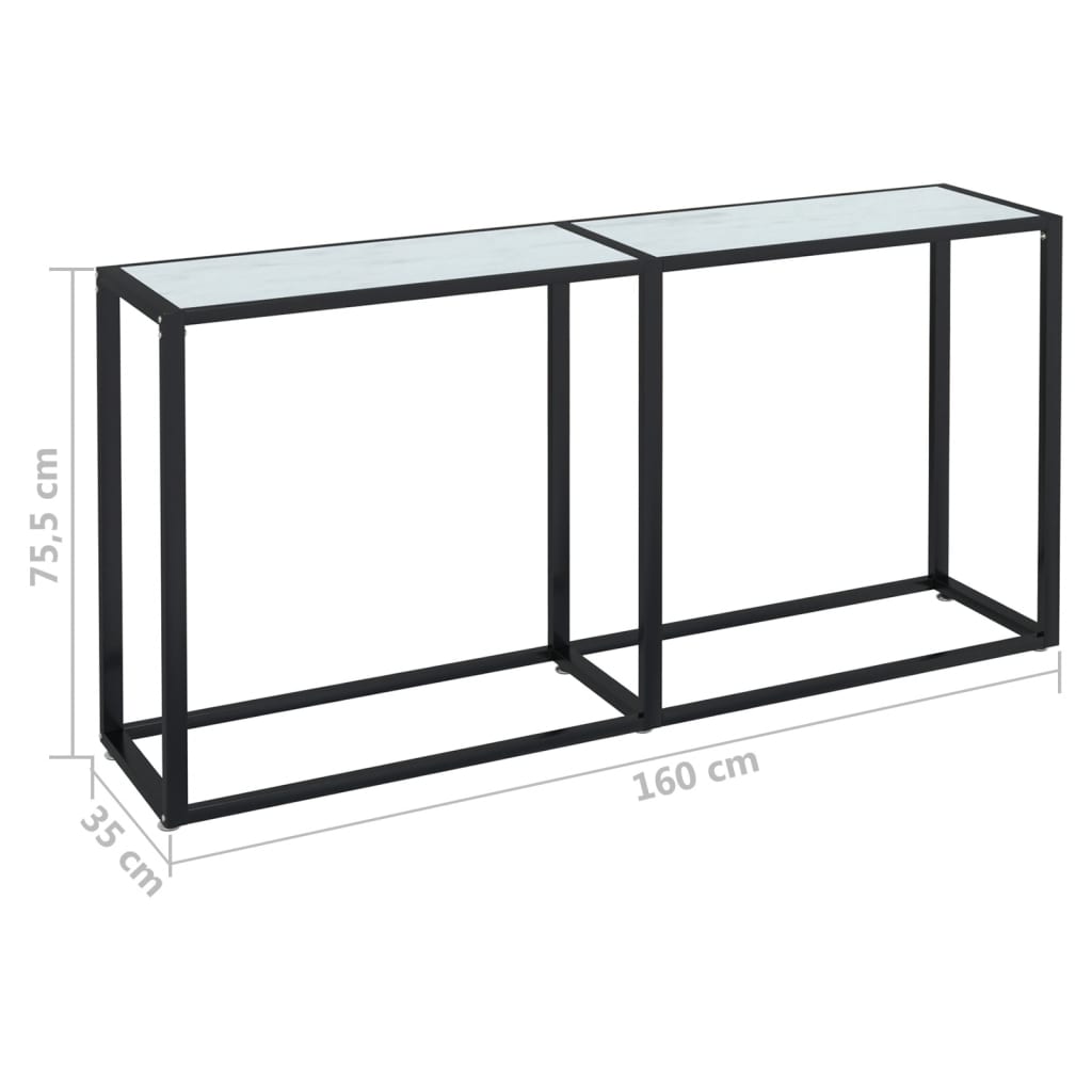 vidaXL Masă consolă, alb marmură, 160x35x75,5 cm, sticlă securizată vidaXL Masă consolă, alb marmură, 160x35x75,5 cm, sticlă securizată