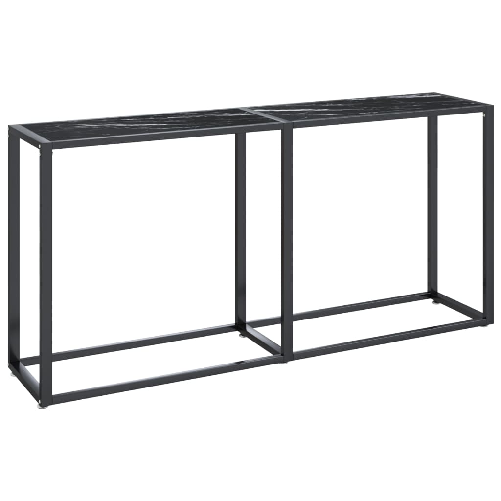 vidaXL Masă consolă, negru marmură, 160x35x75,5 cm, sticlă securizată