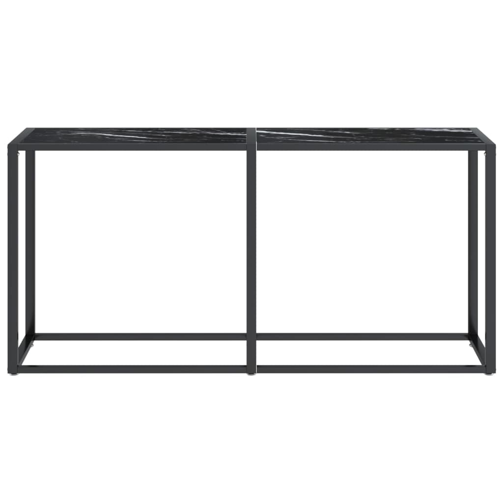 vidaXL Masă consolă, negru marmură, 160x35x75,5 cm, sticlă securizată