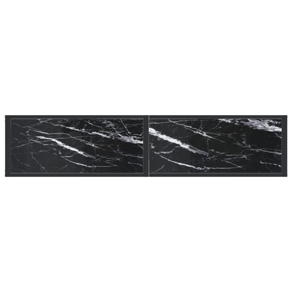 vidaXL Masă consolă, negru marmură, 160x35x75,5 cm, sticlă securizată