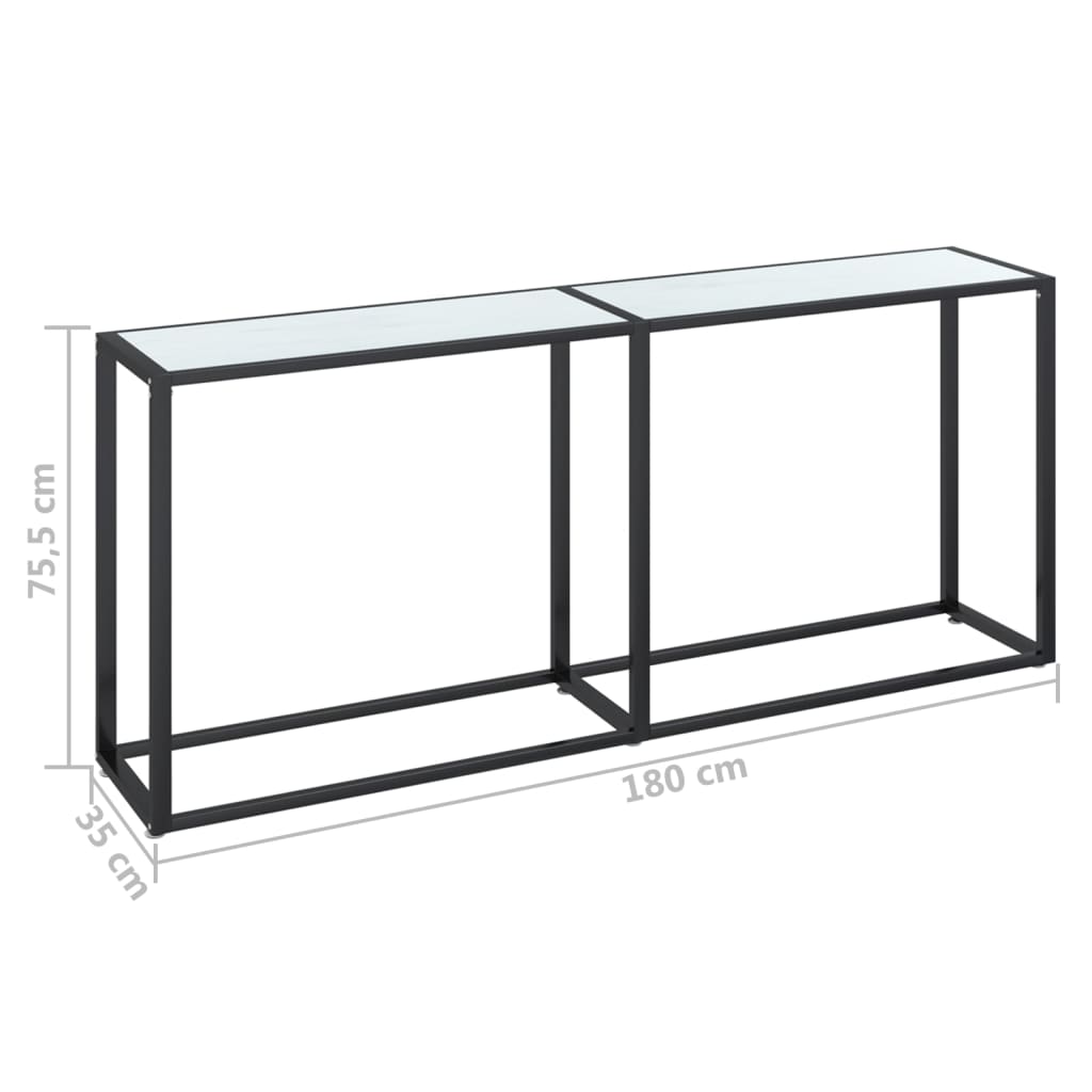vidaXL Masă consolă, alb marmură, 180x35x75,5 cm, sticlă securizată vidaXL Masă consolă, alb marmură, 180x35x75,5 cm, sticlă securizată