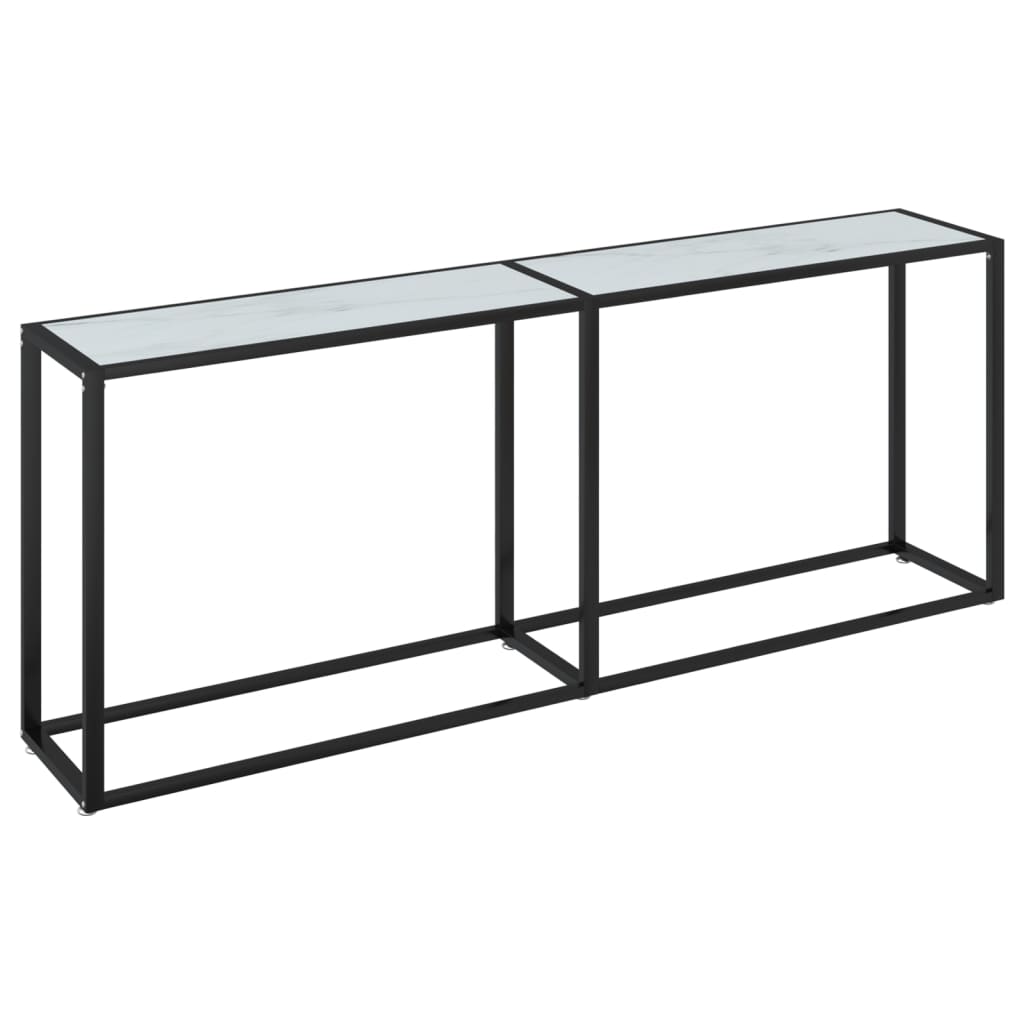 vidaXL Masă consolă, alb marmură, 200x35x75,5 cm, sticlă securizată vidaXL Masă consolă, alb marmură, 200x35x75,5 cm, sticlă securizată