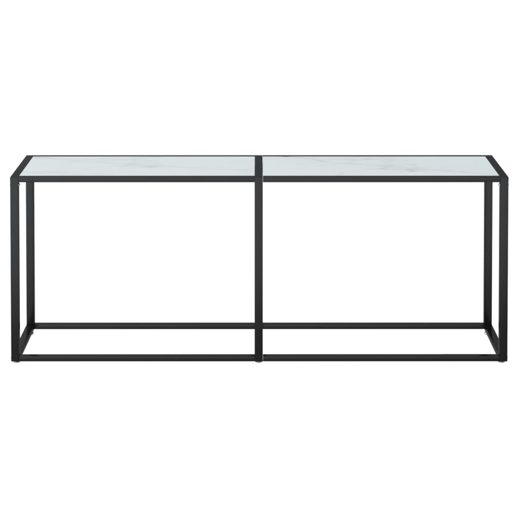 vidaXL Masă consolă, alb marmură, 200x35x75,5 cm, sticlă securizată vidaXL Masă consolă, alb marmură, 200x35x75,5 cm, sticlă securizată