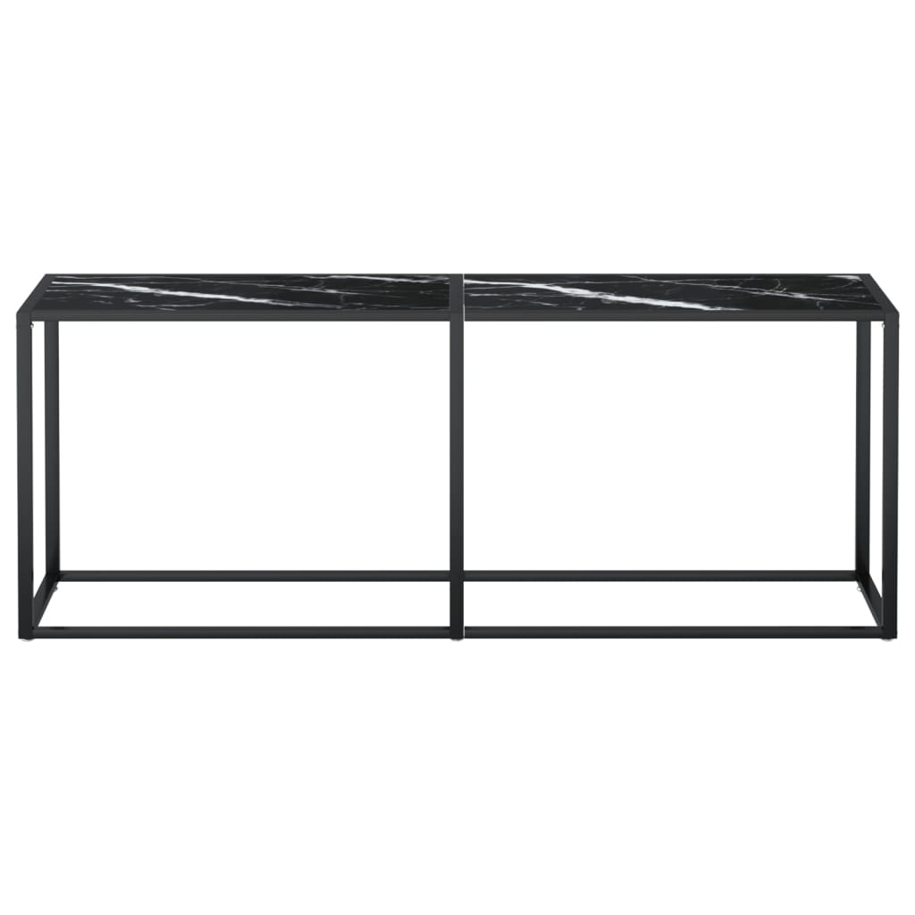 vidaXL Masă consolă, negru marmură, 200x35x75,5 cm, sticlă securizată