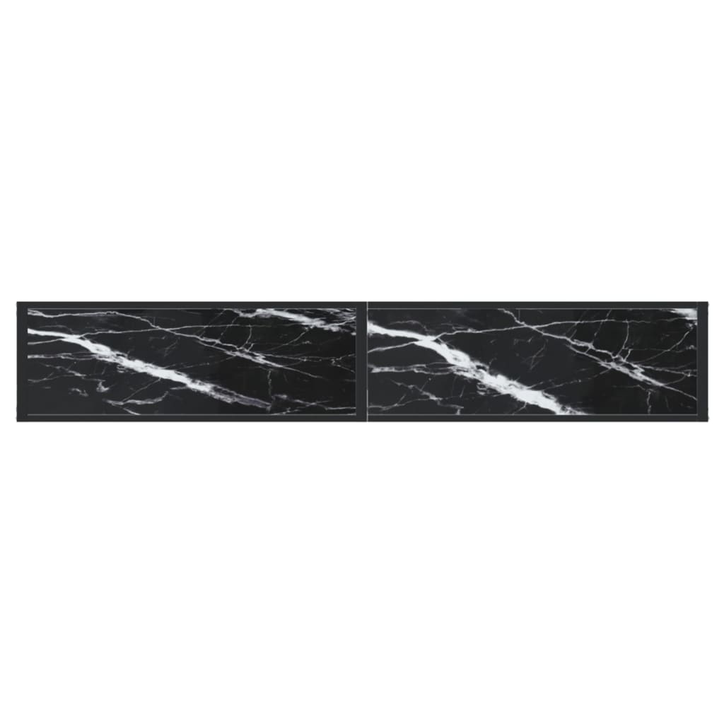 vidaXL Masă consolă, negru marmură, 200x35x75,5 cm, sticlă securizată