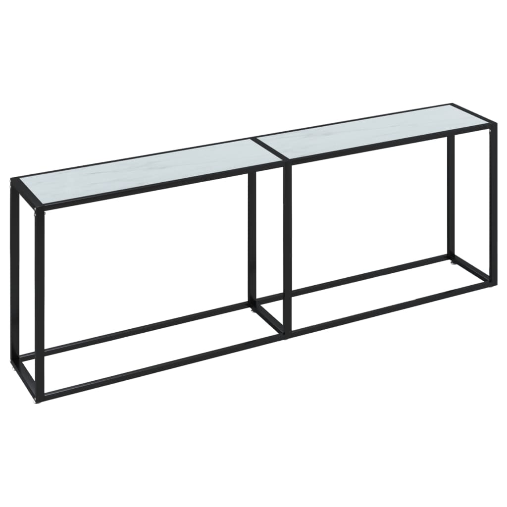 vidaXL Masă consolă, alb marmură, 220x35x75,5 cm, sticlă securizată vidaXL Masă consolă, alb marmură, 220x35x75,5 cm, sticlă securizată