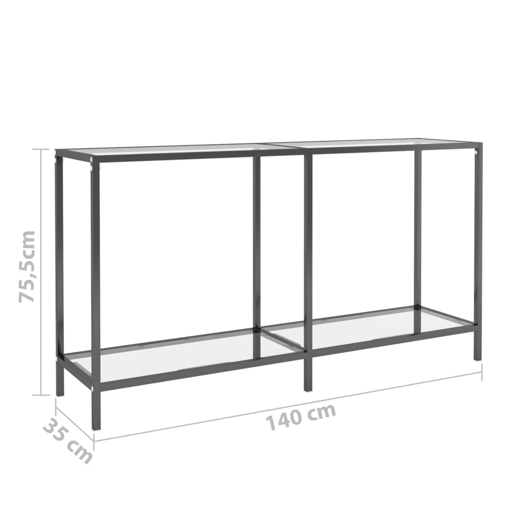vidaXL Masă consolă, transparent, 140x35x75,5 cm, sticlă securizată
