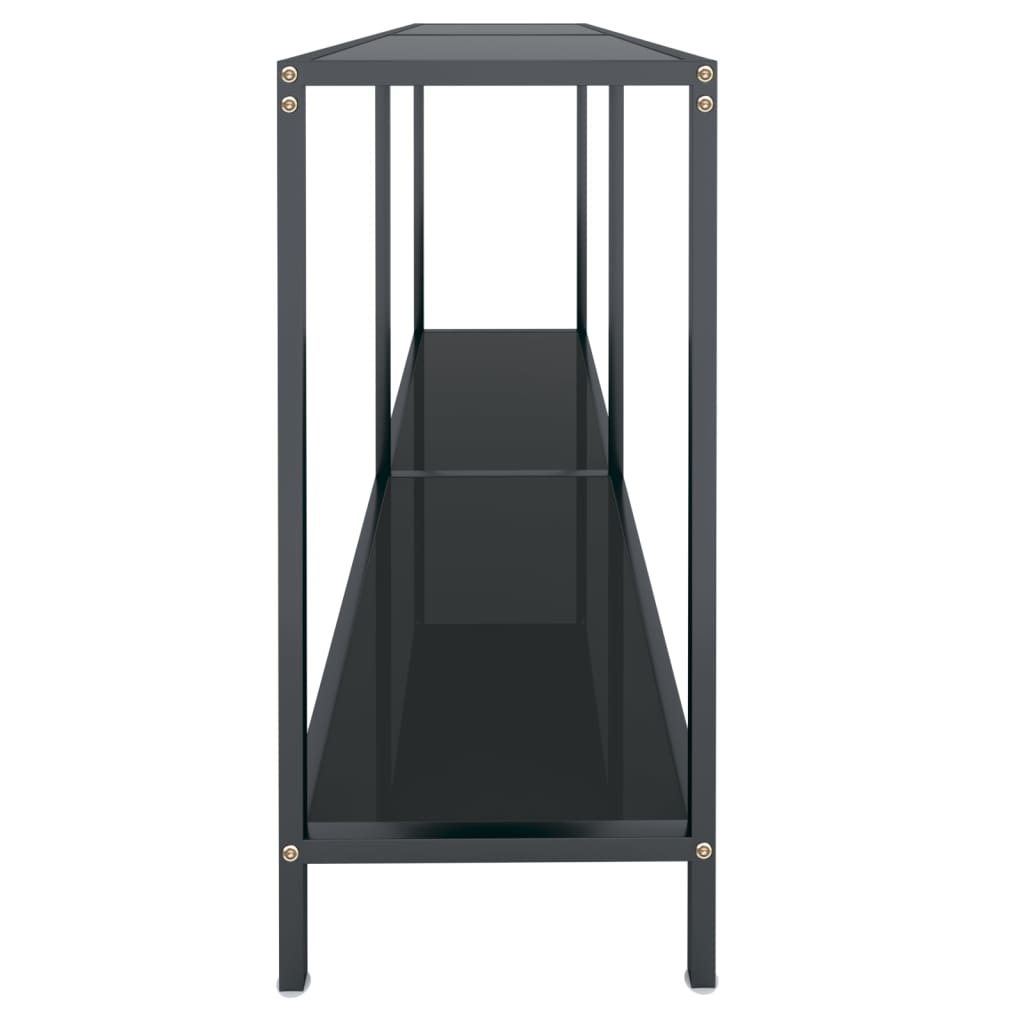 vidaXL Masă consolă, negru, 140x35x75,5 cm, sticlă securizată