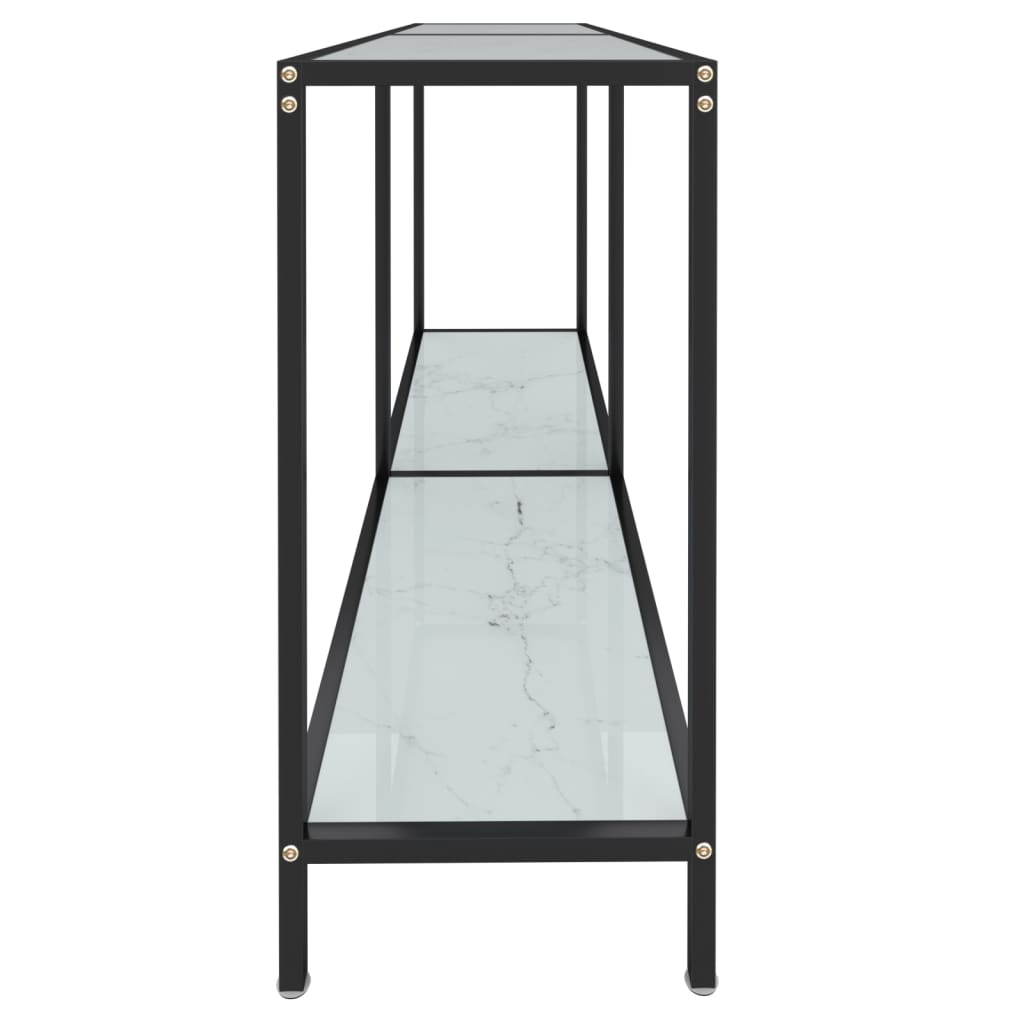 vidaXL Masă consolă, alb, 140x35x75,5 cm, sticlă securizată