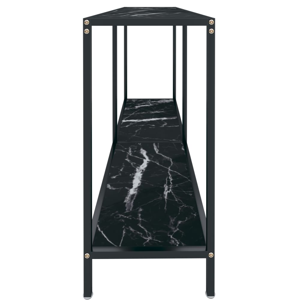 vidaXL Masă consolă, negru, 140x35x75,5 cm, sticlă securizată