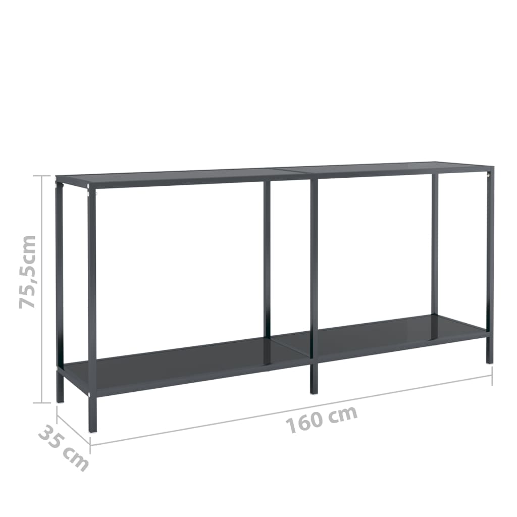 vidaXL Masă consolă,negru, 160x35x75,5 cm, sticlă securizată vidaXL Masă consolă,negru, 160x35x75,5 cm, sticlă securizată