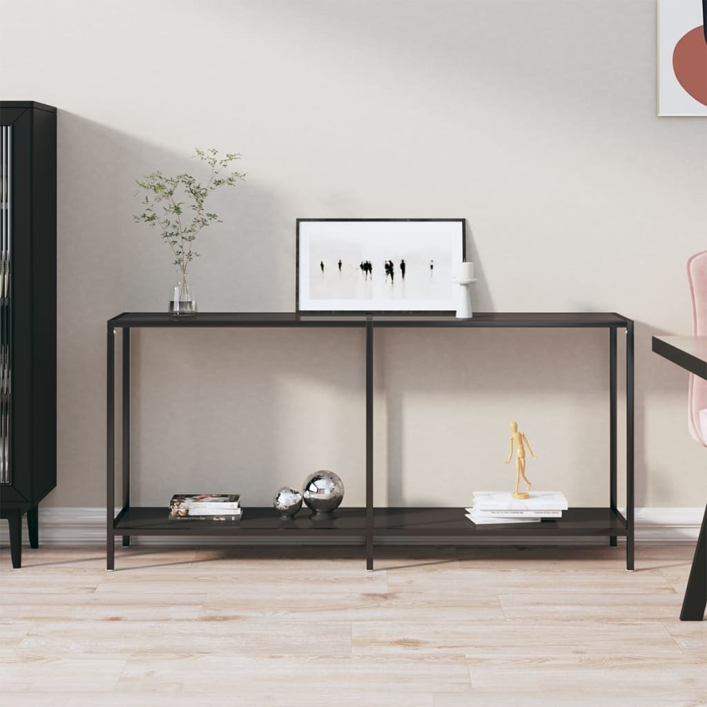 vidaXL Masă consolă,negru, 160x35x75,5 cm, sticlă securizată vidaXL Masă consolă,negru, 160x35x75,5 cm, sticlă securizată