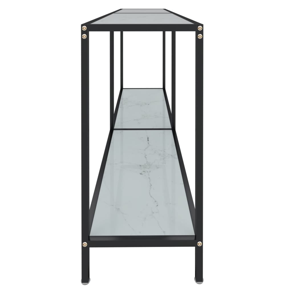 vidaXL Masă consolă,alb, 160x35x75,5 cm, sticlă securizată