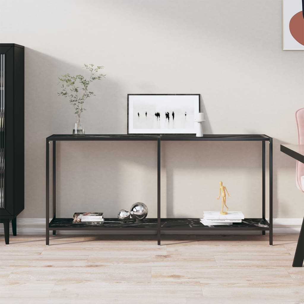 vidaXL Masă consolă,negru, 160x35x75,5 cm, sticlă securizată vidaXL Masă consolă,negru, 160x35x75,5 cm, sticlă securizată
