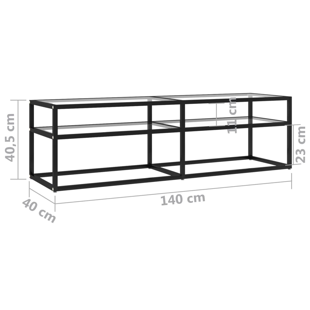 vidaXL Comodă TV, transparent, 140x40x40,5 cm, sticlă securizată