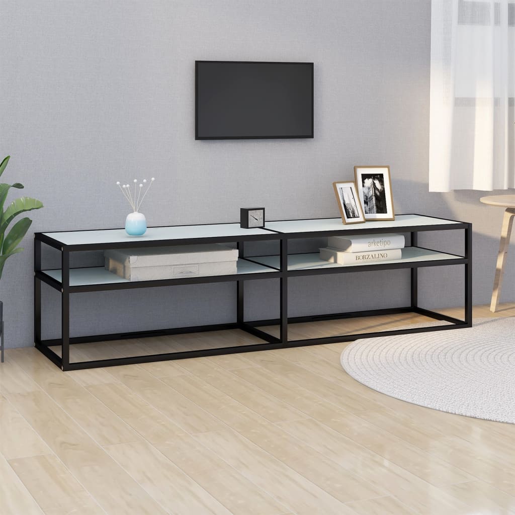 vidaXL Comodă TV, marmură albă, 160x40x40,5 cm, sticlă securizată vidaXL Comodă TV, marmură albă, 160x40x40,5 cm, sticlă securizată