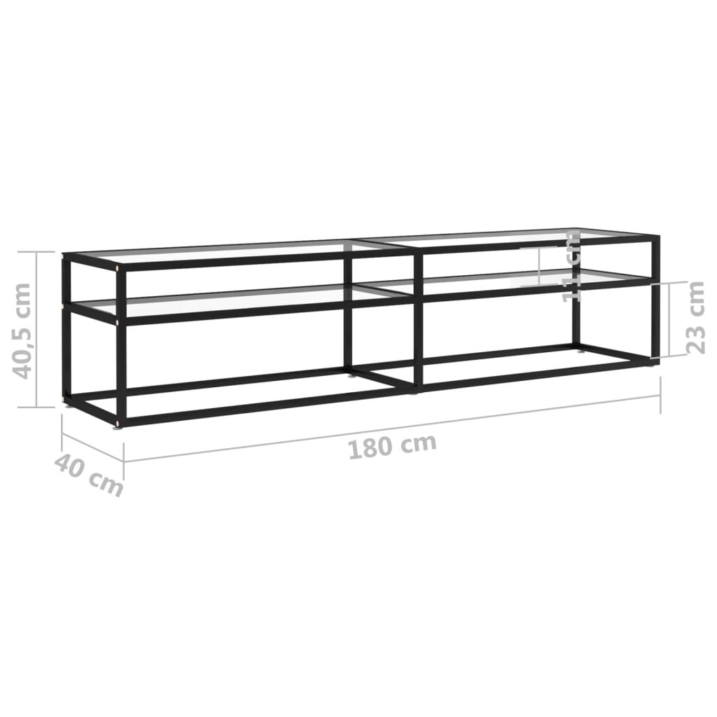 vidaXL Comodă TV, transparent, 180x40x40,5 cm, sticlă securizată