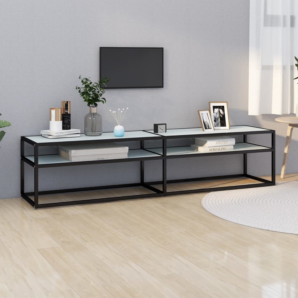 vidaXL Comodă TV, marmură albă, 180x40x40,5 cm, sticlă securizată vidaXL Comodă TV, marmură albă, 180x40x40,5 cm, sticlă securizată