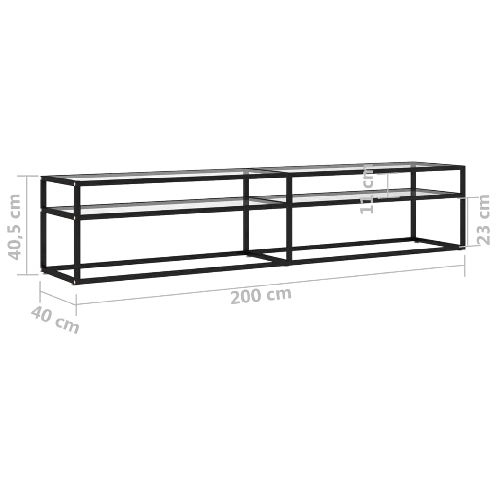 vidaXL Comodă TV, transparent, 200x40x40,5 cm, sticlă securizată