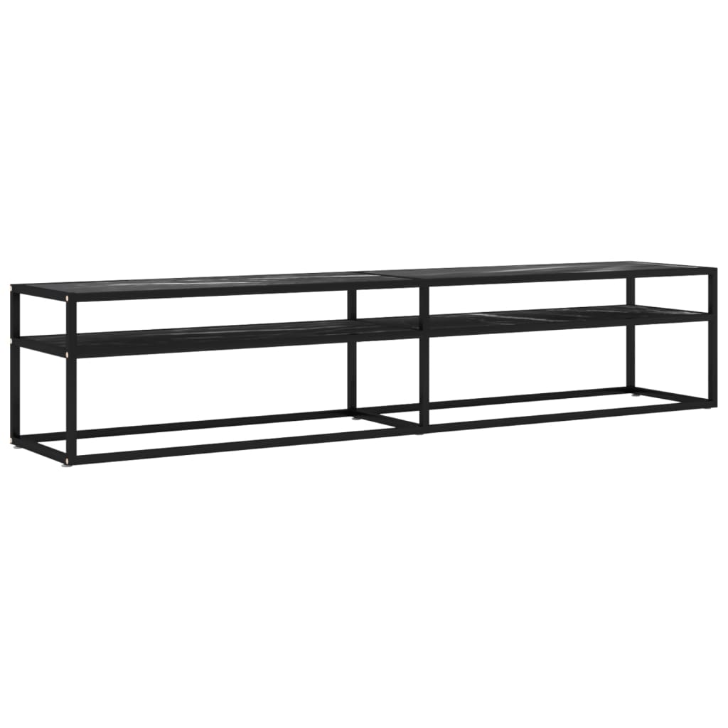vidaXL Comodă TV, marmură neagră, 200x40x40,5 cm, sticlă securizată vidaXL Comodă TV, marmură neagră, 200x40x40,5 cm, sticlă securizată