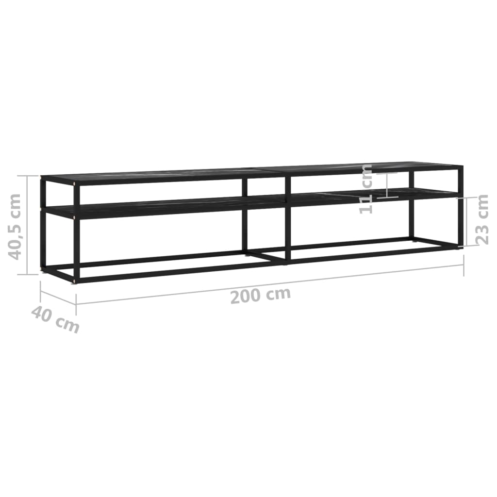 vidaXL Comodă TV, marmură neagră, 200x40x40,5 cm, sticlă securizată vidaXL Comodă TV, marmură neagră, 200x40x40,5 cm, sticlă securizată