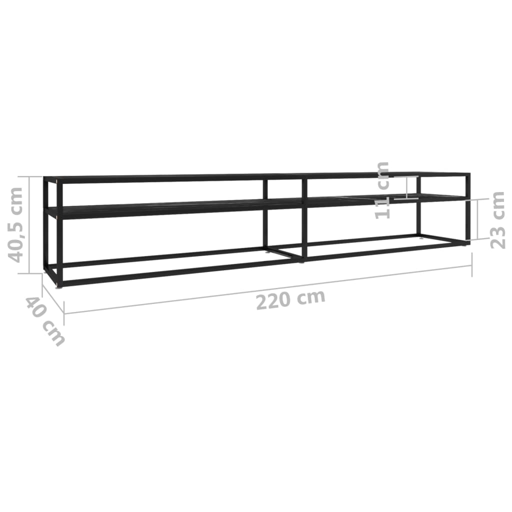 vidaXL Comodă TV, marmură neagră, 220x40x40,5 cm, sticlă securizată vidaXL Comodă TV, marmură neagră, 220x40x40,5 cm, sticlă securizată