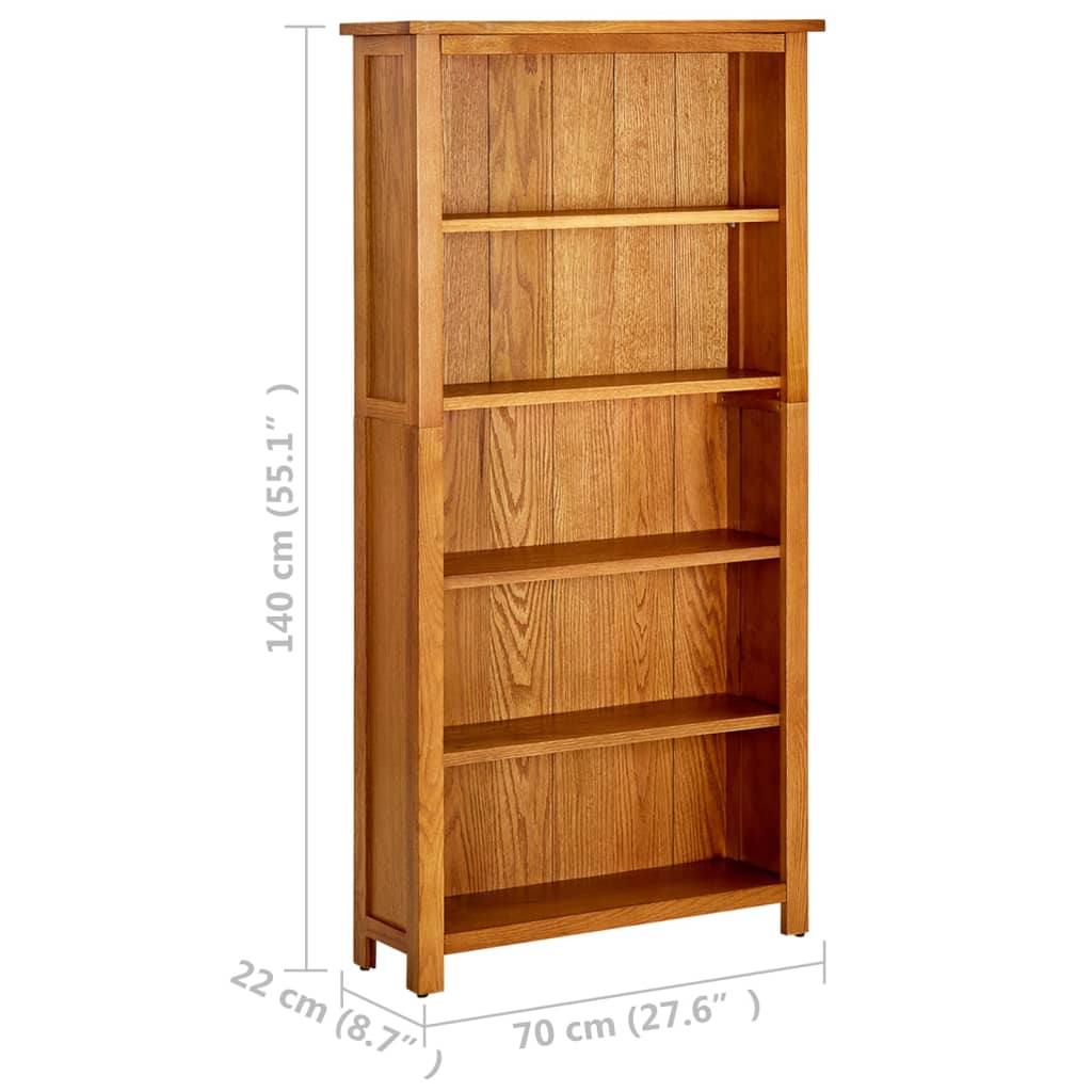 vidaXL Bibliotecă cu 5 rafturi, 70x22x140 cm, lemn masiv de stejar vidaXL Bibliotecă cu 5 rafturi, 70x22x140 cm, lemn masiv de stejar