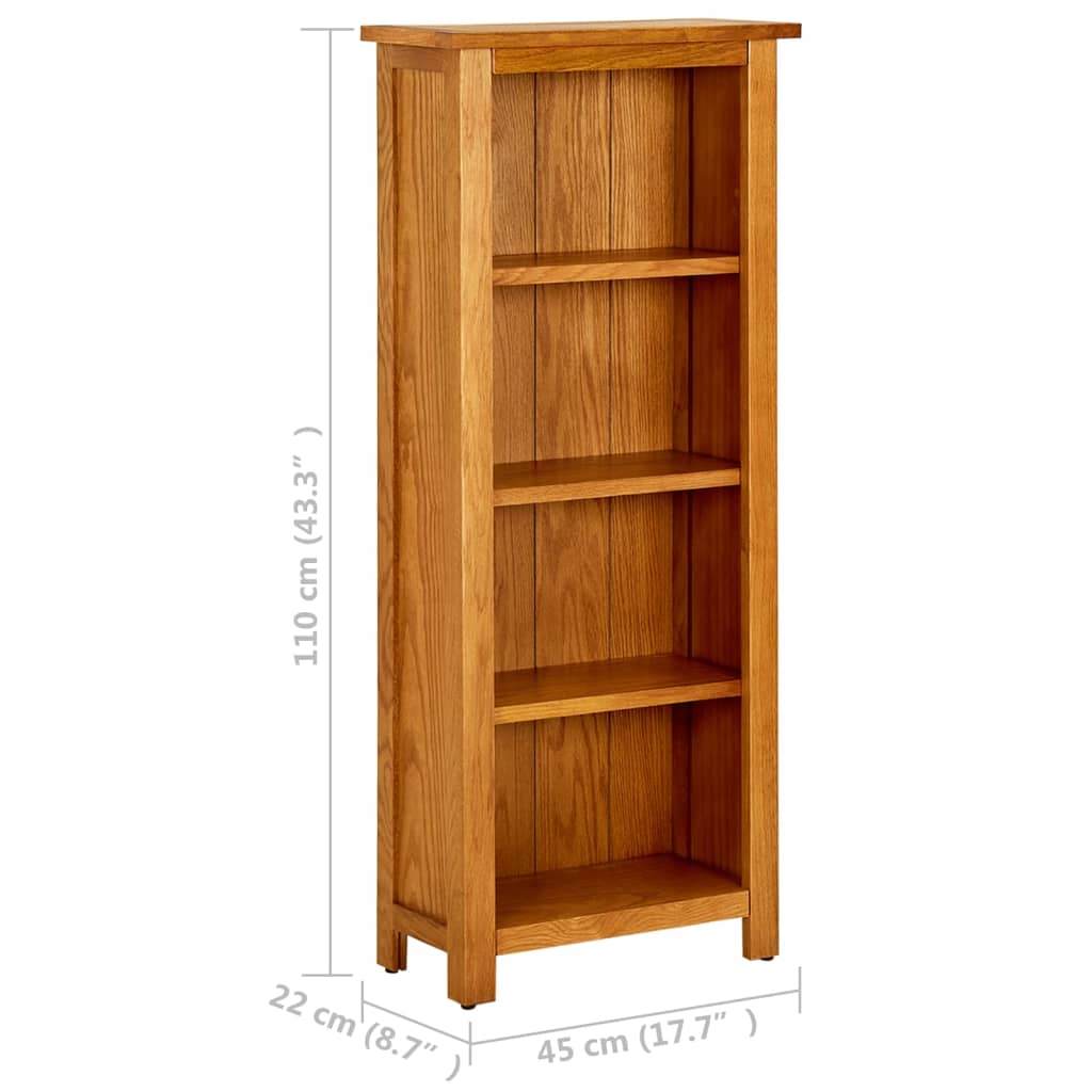 vidaXL Bibliotecă cu 4 rafturi, 45x22x110 cm, lemn masiv de stejar vidaXL Bibliotecă cu 4 rafturi, 45x22x110 cm, lemn masiv de stejar