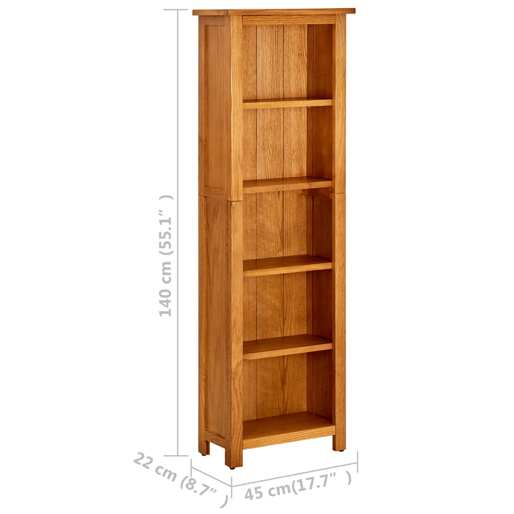 vidaXL Bibliotecă cu 5 rafturi, 45x22x140 cm, lemn masiv de stejar vidaXL Bibliotecă cu 5 rafturi, 45x22x140 cm, lemn masiv de stejar