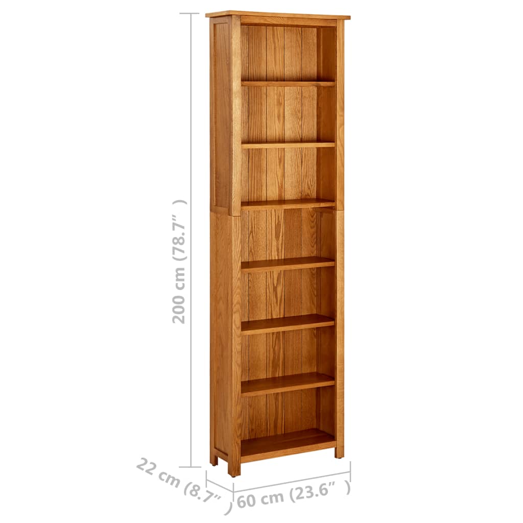 vidaXL Bibliotecă cu 7 rafturi, 60x22x200 cm, lemn masiv de stejar