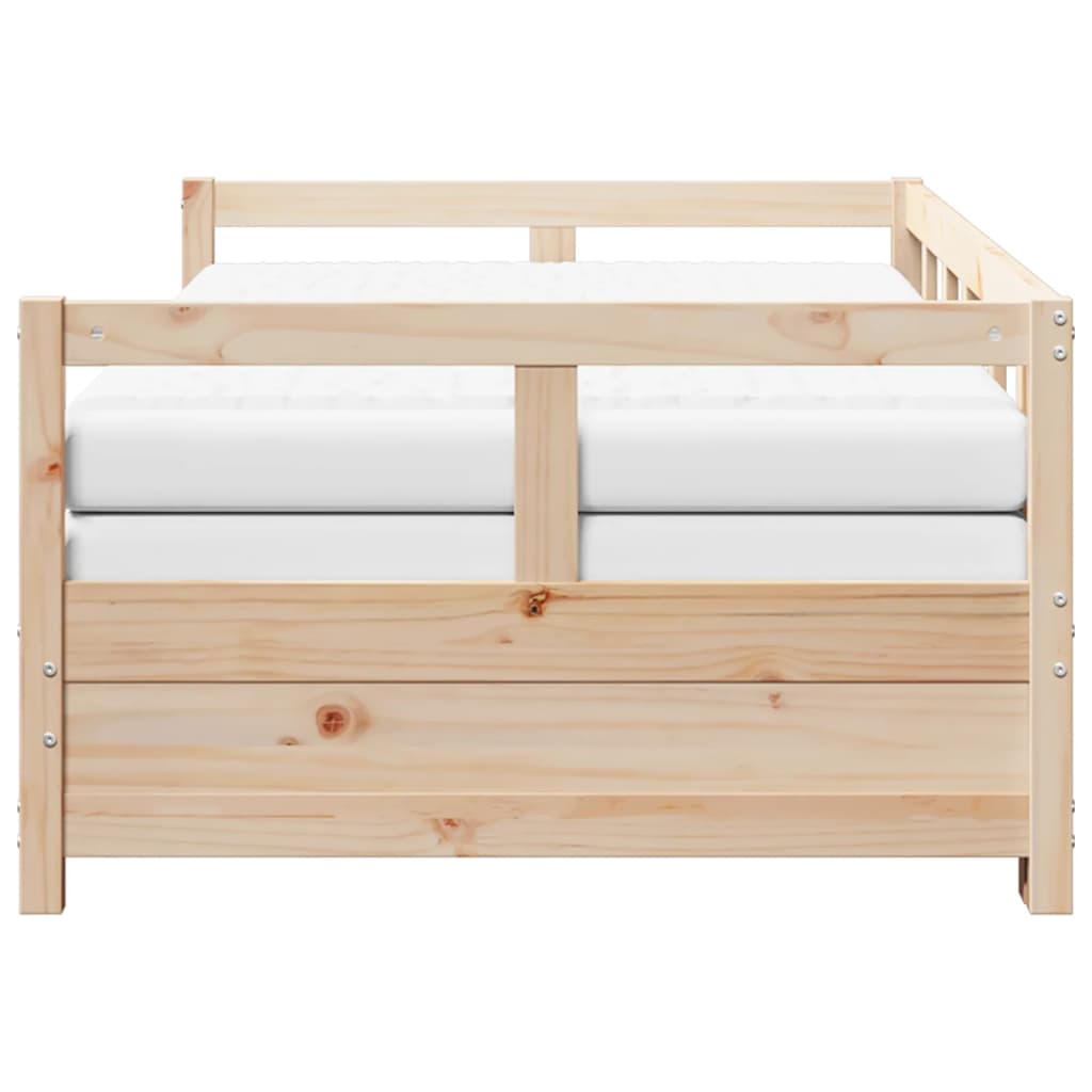 vidaXL Pat zi cu extensie și saltele, 90x200 cm, lemn masiv pin vidaXL Pat zi cu extensie și saltele, 90x200 cm, lemn masiv pin