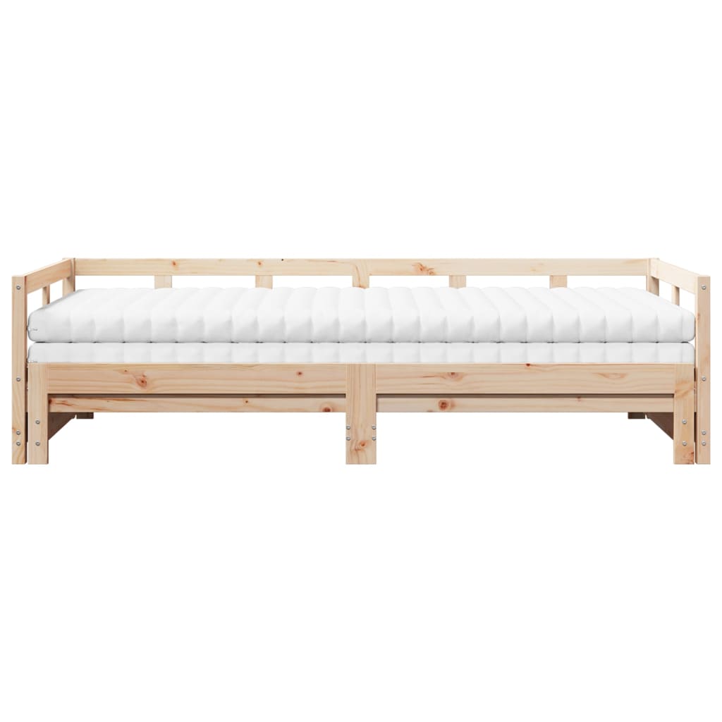 vidaXL Pat zi cu extensie și saltele, 90x190 cm, lemn masiv de pin vidaXL Pat zi cu extensie și saltele, 90x190 cm, lemn masiv de pin