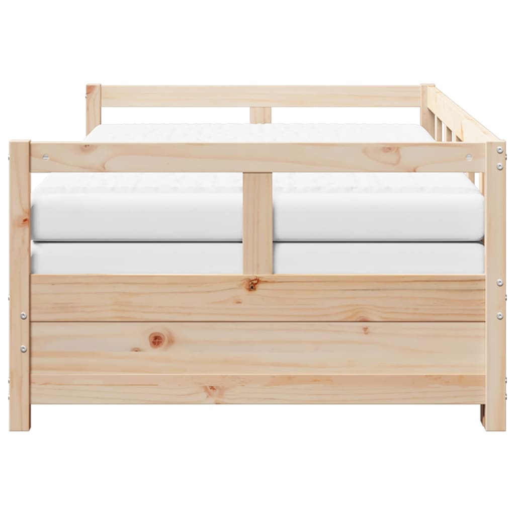 vidaXL Pat zi cu extensie și saltele, 90x190 cm, lemn masiv de pin vidaXL Pat zi cu extensie și saltele, 90x190 cm, lemn masiv de pin