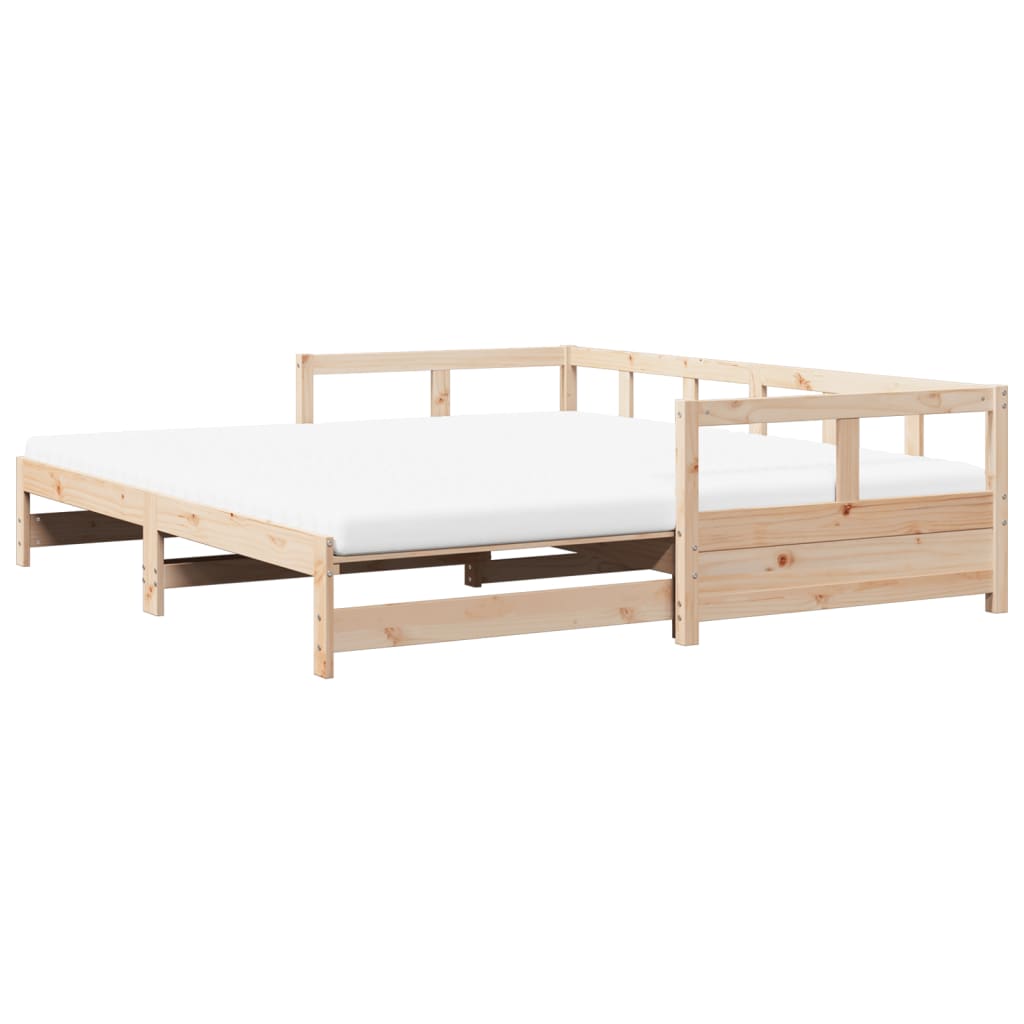vidaXL Pat zi cu extensie și saltele, 90x190 cm, lemn masiv de pin vidaXL Pat zi cu extensie și saltele, 90x190 cm, lemn masiv de pin