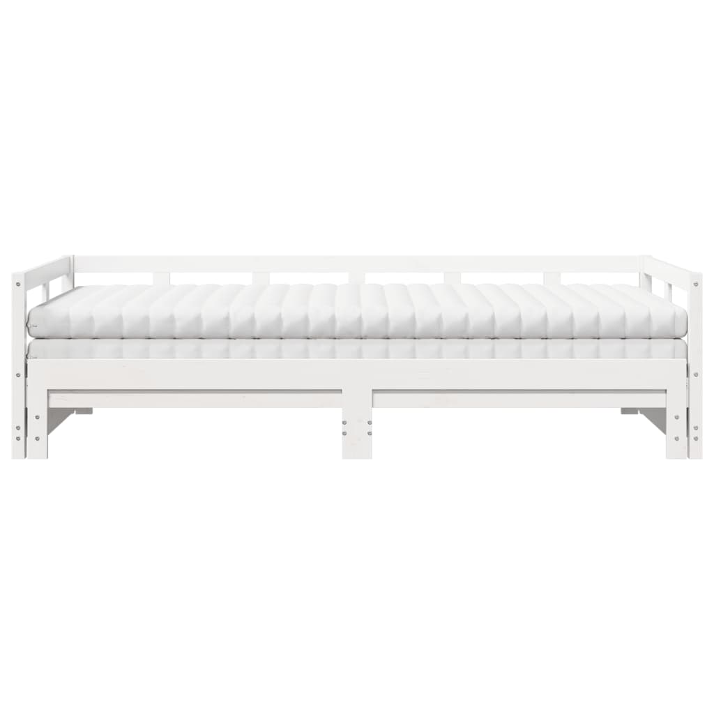 vidaXL Pat zi cu extensie și saltele alb 90x190 cm lemn masiv pin vidaXL Pat zi cu extensie și saltele alb 90x190 cm lemn masiv pin