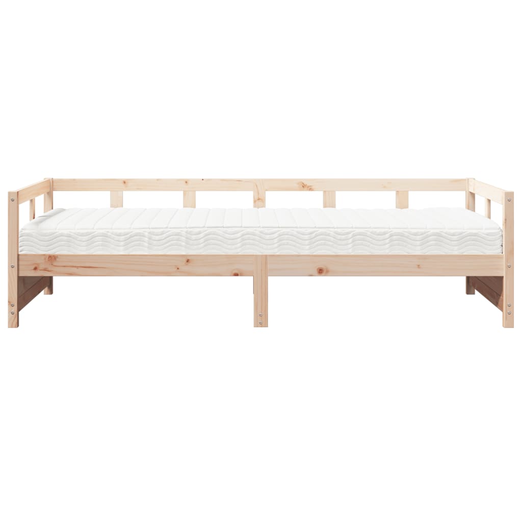vidaXL Pat de zi cu saltea, 80x200 cm, lemn masiv pin