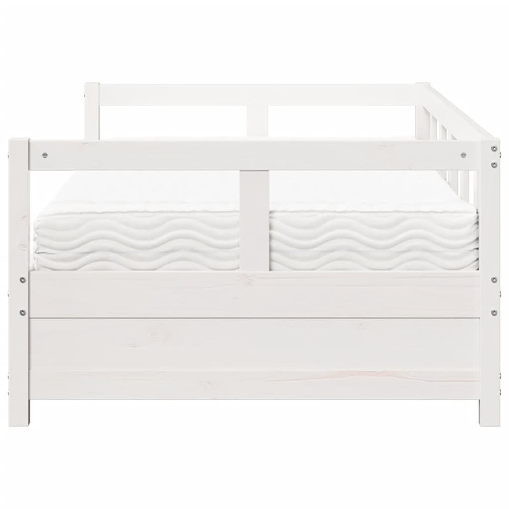 vidaXL Pat de zi cu saltea, alb, 80x200 cm, lemn masiv pin vidaXL Pat de zi cu saltea, alb, 80x200 cm, lemn masiv pin