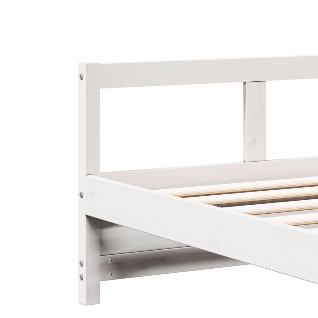 vidaXL Pat de zi cu saltea, alb, 80x200 cm, lemn masiv pin vidaXL Pat de zi cu saltea, alb, 80x200 cm, lemn masiv pin