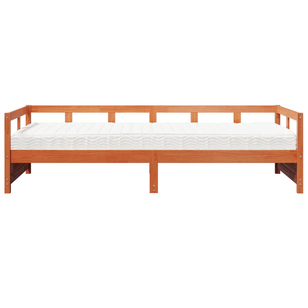 vidaXL Pat de zi cu saltea, maro ceruit, 80x200 cm, lemn masiv pin