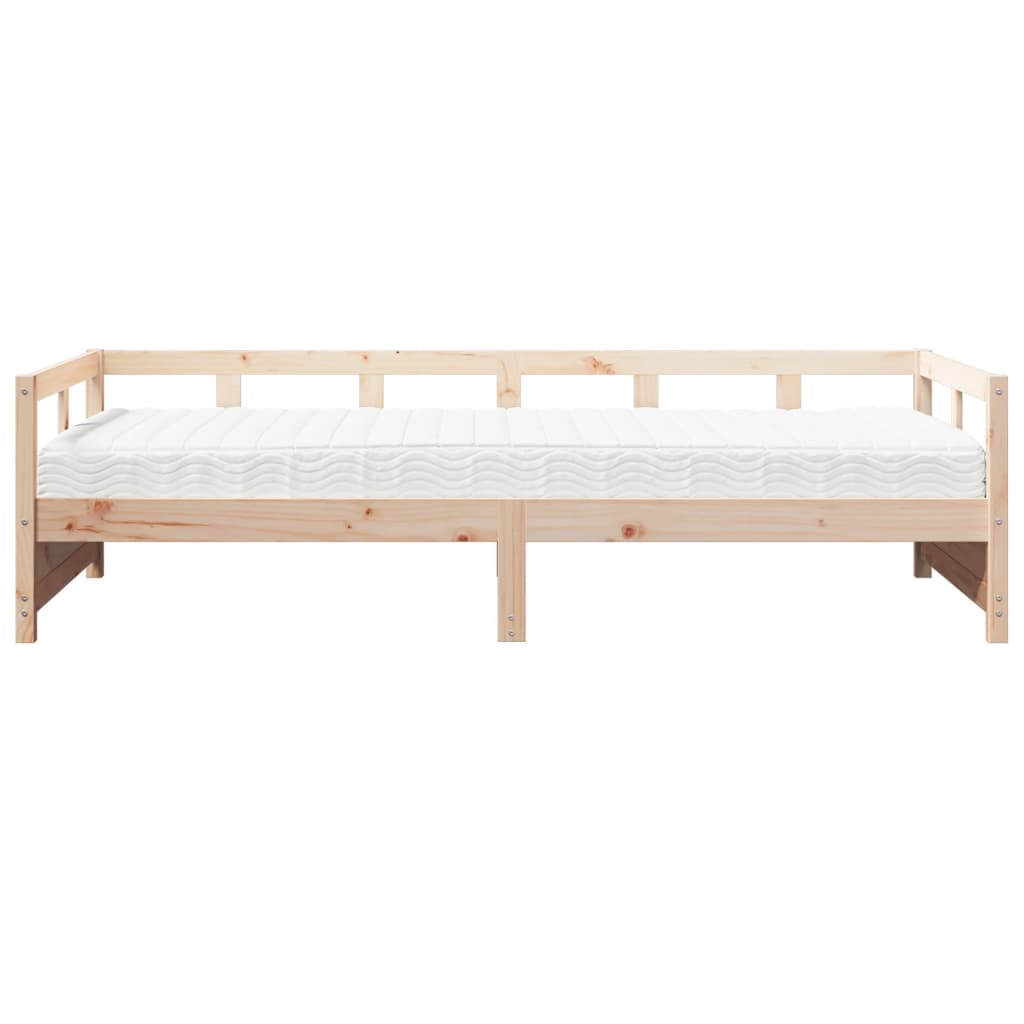 vidaXL Pat de zi cu saltea, 90x200 cm, lemn masiv pin