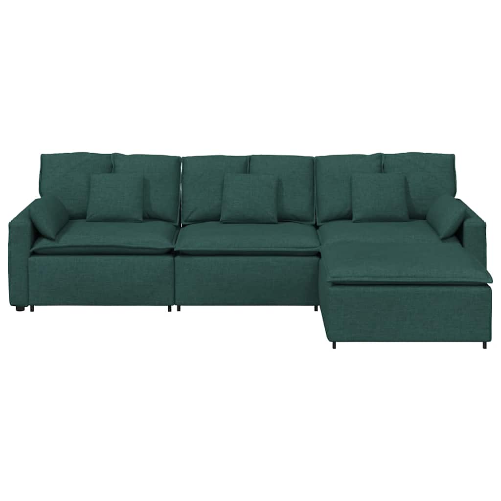 vidaXL Canapea modulară cu taburet și perne, verde închis vidaXL Canapea modulară cu taburet și perne, verde închis