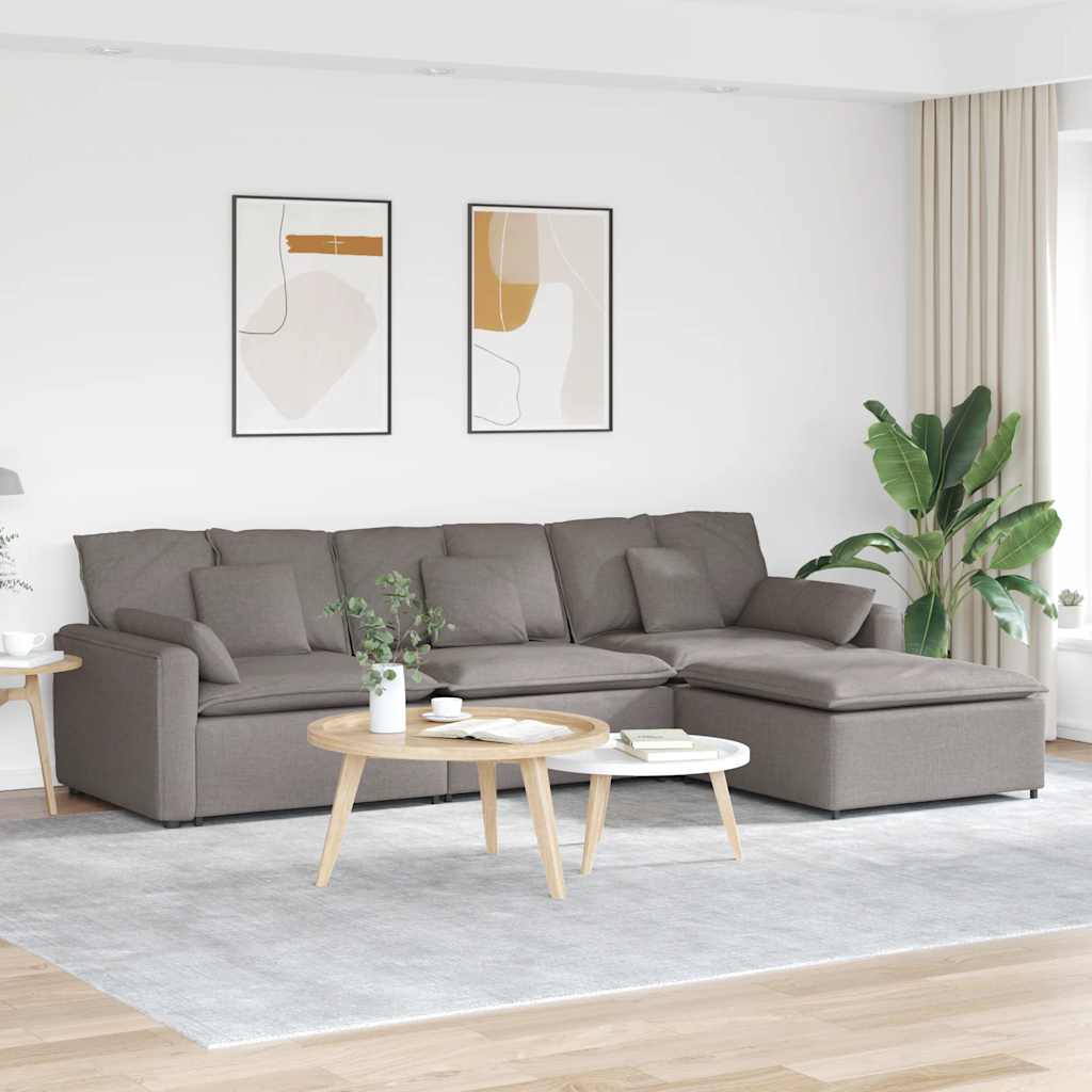 vidaXL Canapea modulară cu taburet și perne, gri taupe vidaXL Canapea modulară cu taburet și perne, gri taupe