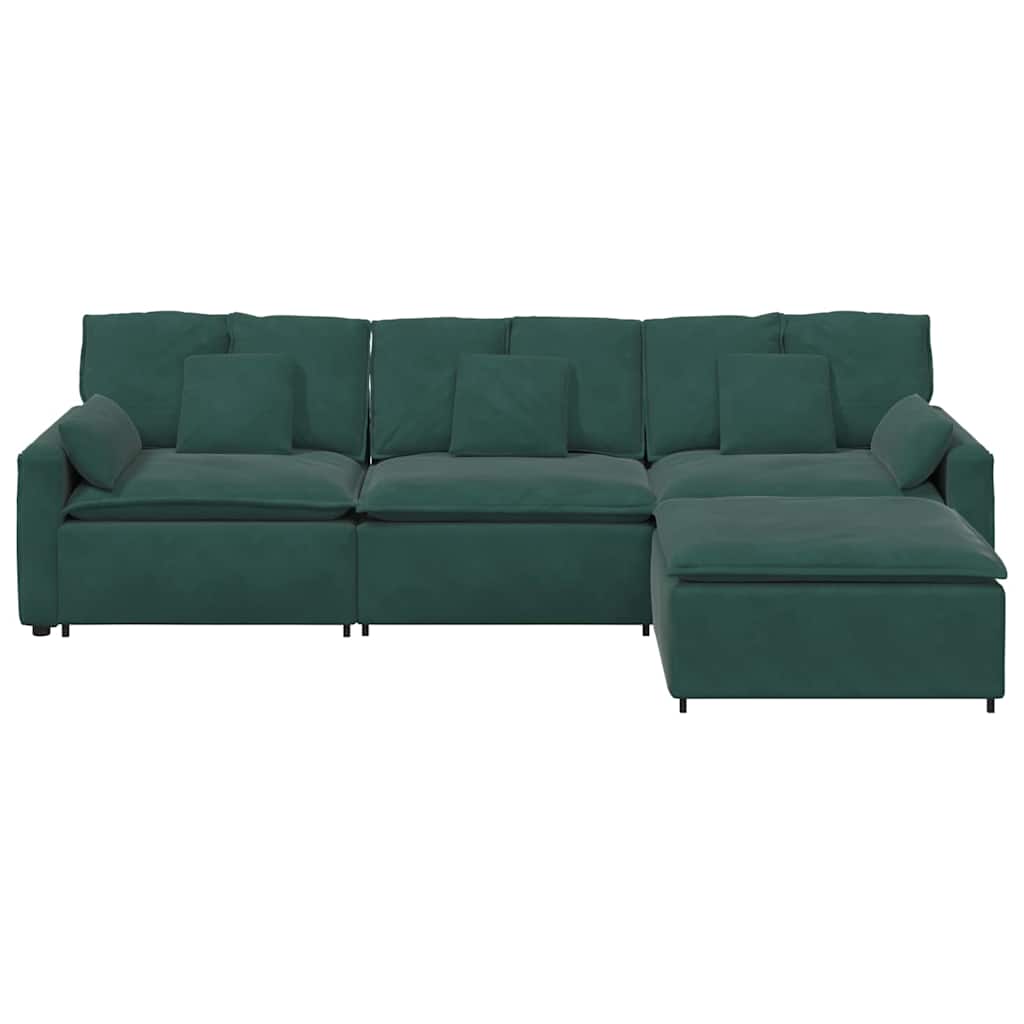 vidaXL Canapea modulară cu taburet și perne, verde închis vidaXL Canapea modulară cu taburet și perne, verde închis