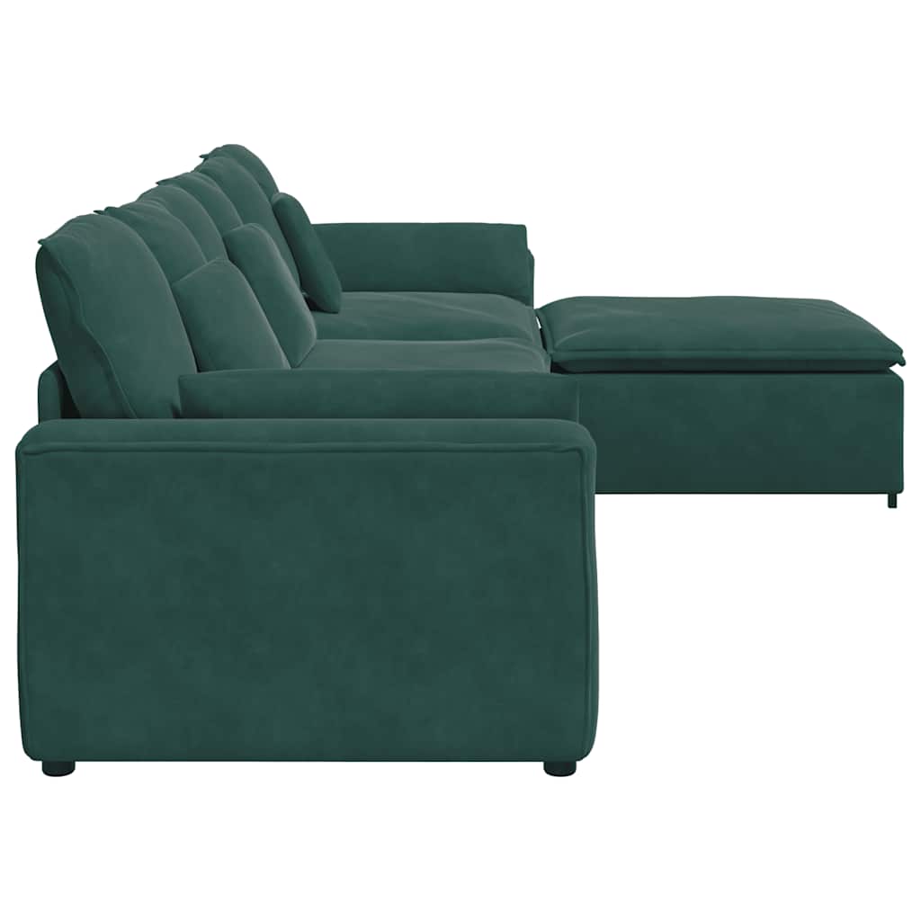 vidaXL Canapea modulară cu taburet și perne, verde închis vidaXL Canapea modulară cu taburet și perne, verde închis