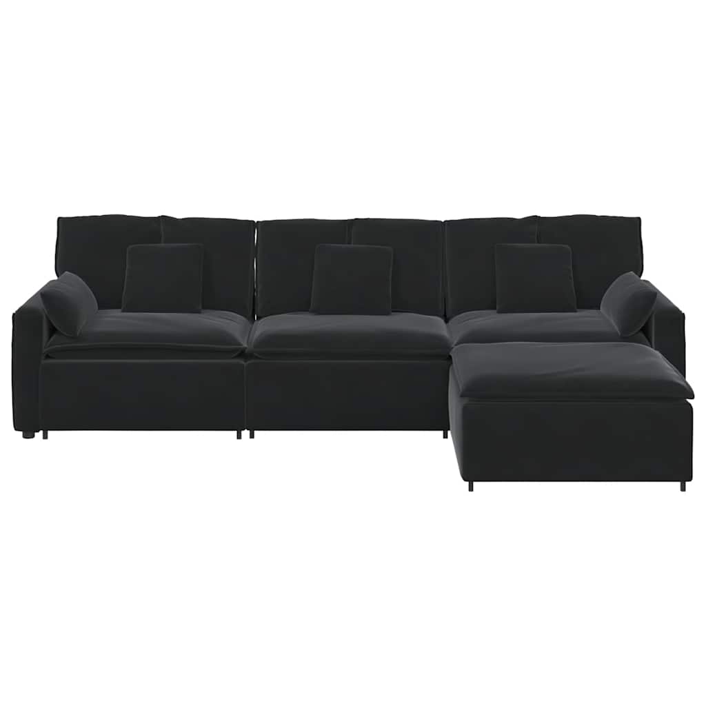 vidaXL Canapea modulară cu taburet și perne, negru
