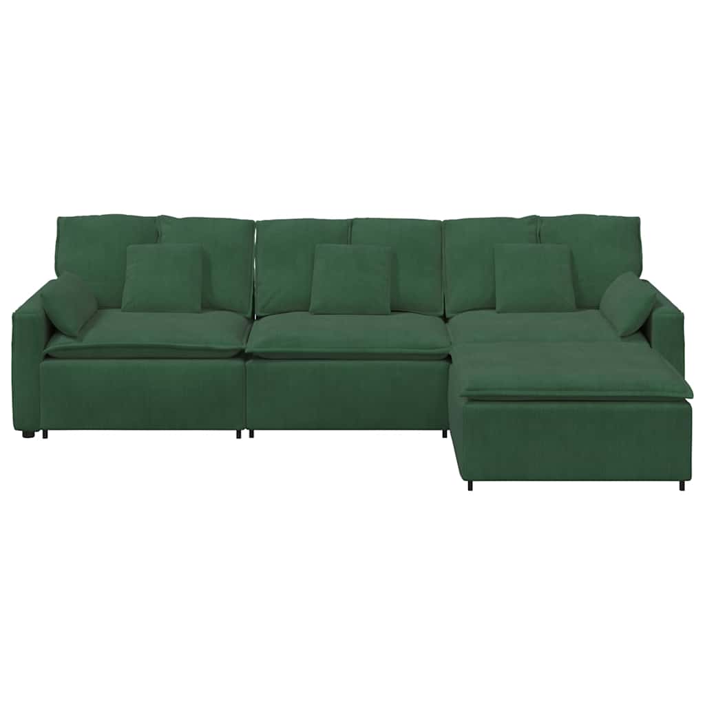 vidaXL Canapea modulară cu taburet și perne, verde închis vidaXL Canapea modulară cu taburet și perne, verde închis