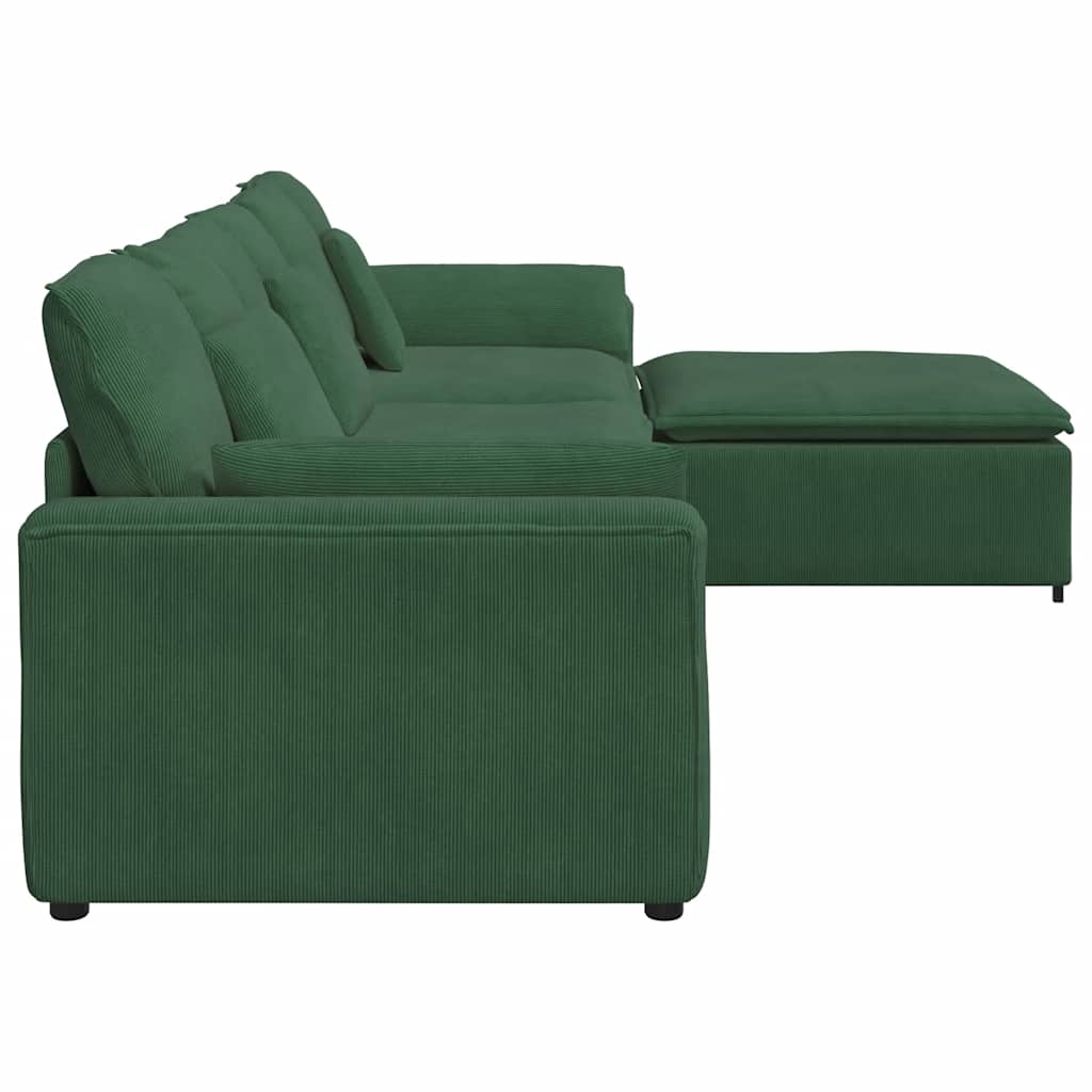 vidaXL Canapea modulară cu taburet și perne, verde închis vidaXL Canapea modulară cu taburet și perne, verde închis